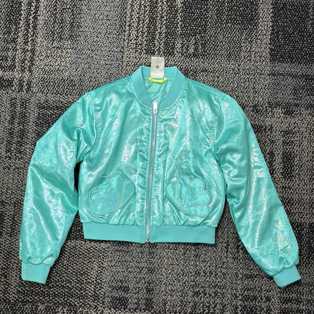 Disney Princess Little Girl Mermaid Varsity Jacket Green Sz 7